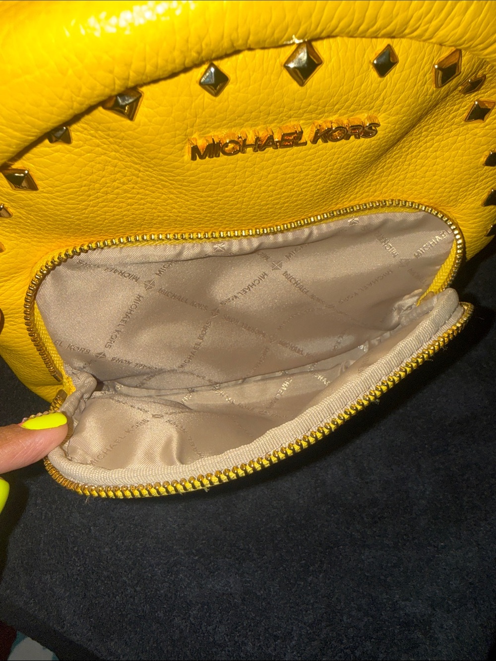 Michael Kors Yellow Studded Mini Backpack - Picture 4 of 6